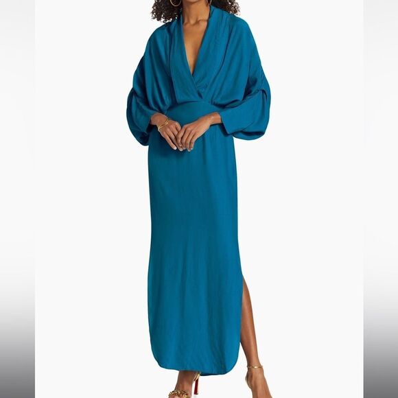 SWF Atrtisa Plunge Maxi Dress - Teal BRAND NEW Size Oversized Sleeve - Picture 2 of 8